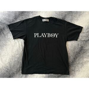 Playboy by PacSun House Crewneck Black Logo Men T Shirt Standard Fit Size Large
